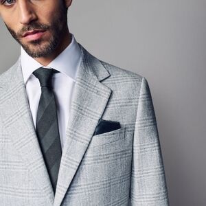 Grey Slim Fit Brushed Check Suit – Nova Fides Italian Fabric (By NEXT)